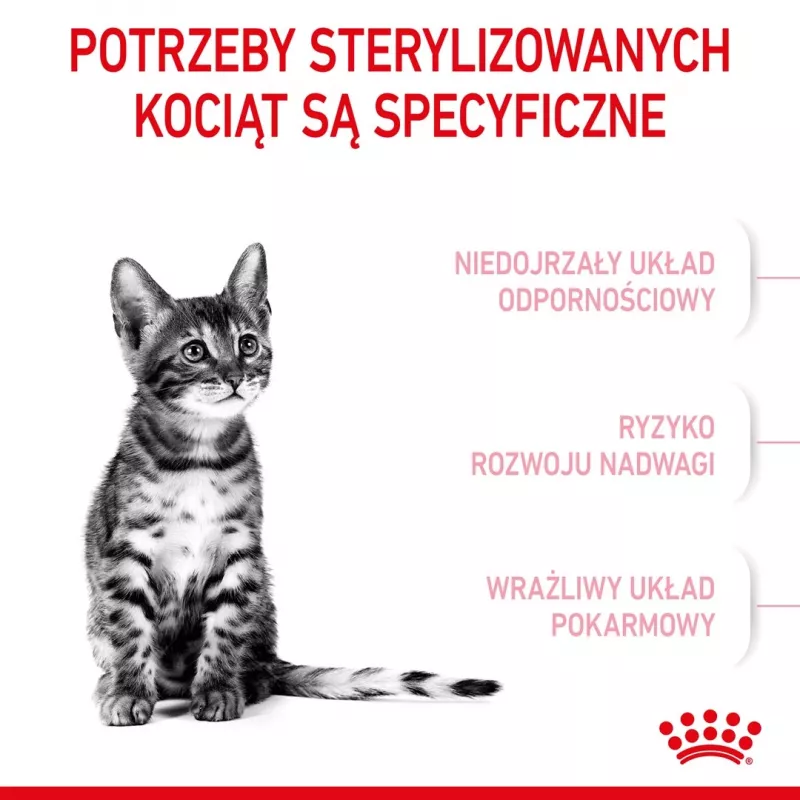 Sausā kaķu barība Royal Canin Kitten Sterilised 3,5 kg — mājputnu gaļa, 34% proteīnu, 12% tauku