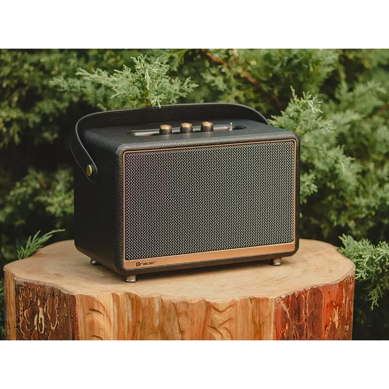 Pārnēsājams stereo skaļrunis TRACER M45 melns — Bluetooth 5.0, 45 W RMS, FM radio, iebūvēts mikrofons, bateriju darbināms