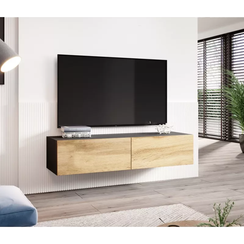 Cama TV stand VIGO 140 30/140/40 Melns/wotan oak