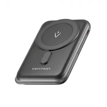 Ārējais akumulators Vention 10000mAh Magnetic Wireless 20W, 1×USB-C, bezvadu uzlāde, melns