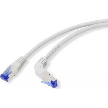 Renkforce RJ45 RJ45 savienojuma kabelis CAT 6a S/FTP 10,00 m pelēks 90° lejup vērsts (RF-4892538)