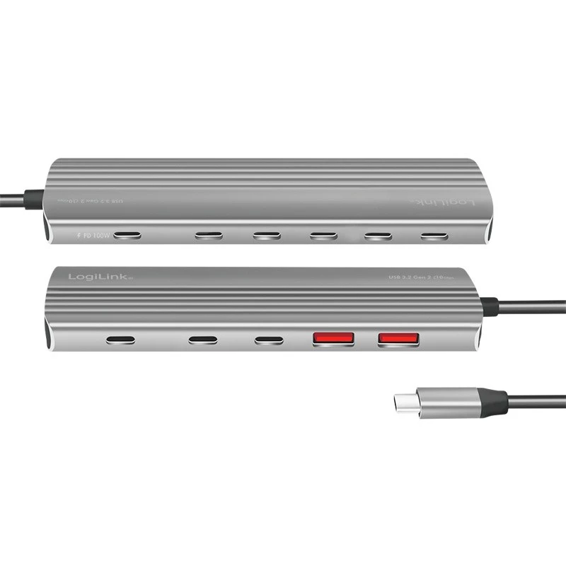 Īpaši plāns USB 3.2 centrmezgls 2xUSB-A, 8xUSB-C, PD, 100W