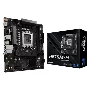 Micro ATX mātesplate ASRock H810M-H — Intel H810, LGA 1851 (Socket V1), 2x DIMM DDR5, līdz 128 GB, M.2 un SATA III