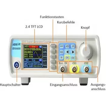 Joy-it JDS6600-LITE funkciju ģenerators ar tīkla barošanu 15 MHz - 0,01 µHz 2 kanāli Trīsstūris, Taisnstūris, Signāls, Sinuss, Lorenca līkne, patvaļīgs, Impulss, Troksnis (JDS6600-LITE)