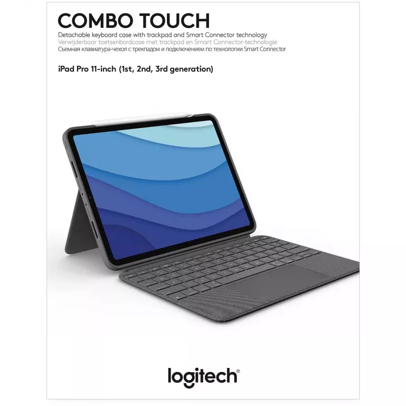 Korpuss ar tastatūru Combo Touch US iPad Pro 11 1.,2.,3. paaudze pelēks