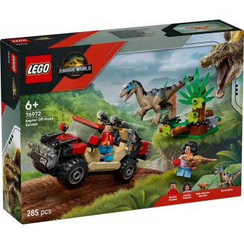 Konstruktoru komplekts LEGO Jurassic World 76972 Raptor Off-Road Escape, 285 gab., 2 minifigūras, vecumam no 6+