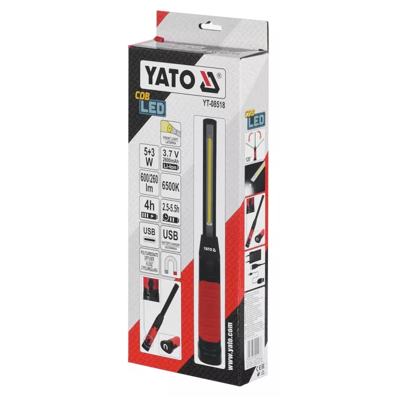 Yato YT-08518 darba gaismeklis Melns LED 8 W