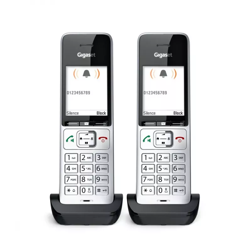 Gigaset COMFORT 500HX duo Analog/DECT telefons ar zvanītāja ID, melns, sudrabs