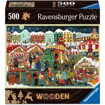 Puzle Ravensburger Wooden Puzzle Christmas Market — 500 gab., koka gabali