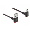 DeLOCK EASY-USB 2.0 kabelis, Type-A spraudnis uz Type-C vīrišķais leņķveida, 0,2 m, melns