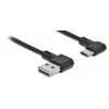 USB kabelis DeLOCK EASY-USB 2.0 Type-A vīr. – Type-C vīr. leņķveida 0,2 m melns