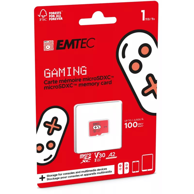 Emtec zibatmiņa 1TB UHS-I U3 V30 A2 Gaming Rouge ECMSDM1TXCU3G