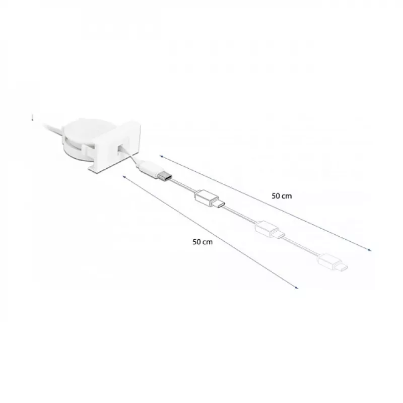 Izvelkams kabelis DeLOCK Easy 45 USB 2.0 Type-A uz Type-C 0.62m