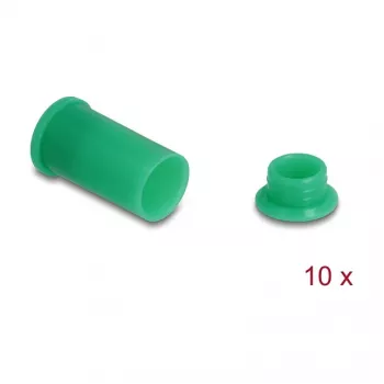 Portu putekļu aizsargs DELOCK 60673 DL4 portiem, silikons, zaļš, 14×27×14 mm, iepakojumā 10 gab.