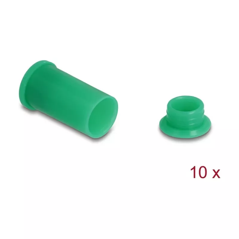 Portu putekļu aizsargs DELOCK 60673 DL4 portiem, silikons, zaļš, 14×27×14 mm, iepakojumā 10 gab.