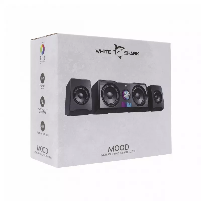 White Shark GSP-968 Mood RGB Gaming 2.2 skaļruņu sistēma melna