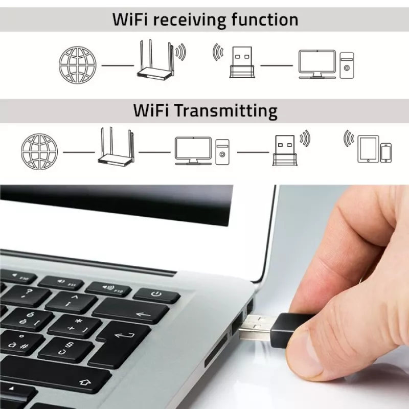 Wi‑Fi USB adapteris QOLTEC NANO 56986 — mini N, USB 2.0, 802.11n