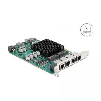 Tīkla karte DELOCK PCI Express x4 Gigabit LAN 4xRJ45 PoE+