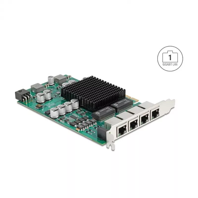 Tīkla karte DELOCK PCI Express x4 Gigabit LAN 4xRJ45 PoE+