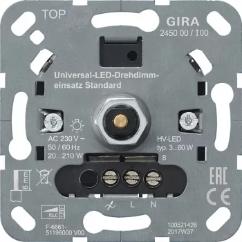 gira S3000 UniLED Drehdimmer standard 245000 — rotējošs LED dimmeris, modelis 245000