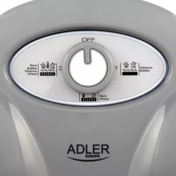 Kāju masieris Adler AD 2167 ar rullējošo un vibrējošo masāžu, siltumu, regulējamu intensitāti, 80 W, pelēki balts