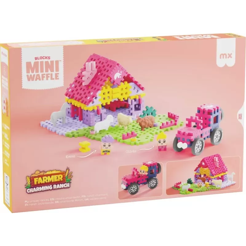 Rotaļu konstruktors Marioinex Mini Waffle 112 gab. – Zemnieks Urocze Ranczo, daudzkrāsains, vecumam 6+