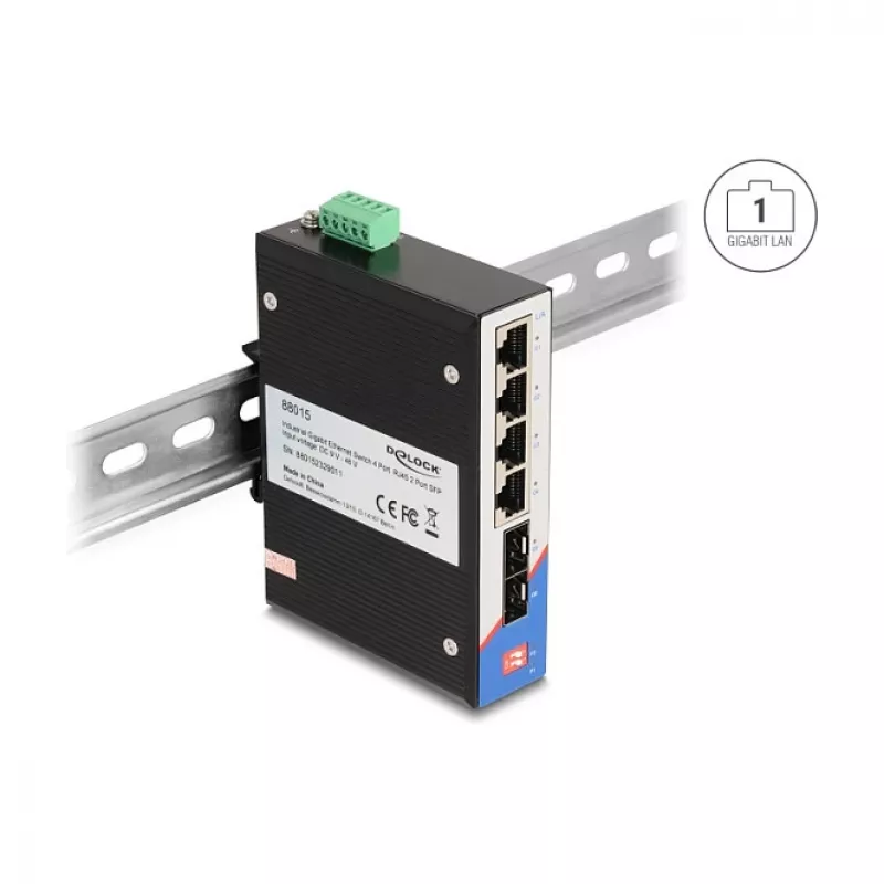 Nepārvaldāms slēdzis DeLOCK 88015 Gigabit Ethernet 4 porti melns