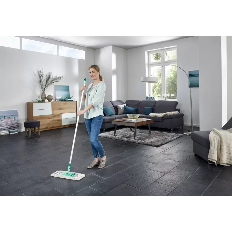 Plakanais mops Leifheit Profi XL cotton plus — 420 mm platums, 360° rotējoša galva, kokvilna/šķiedra, alumīnija rokturis