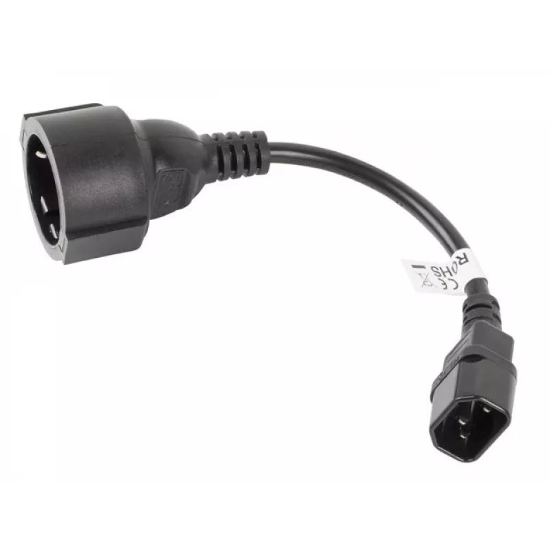 Lanberg CA-C14E-10CC-0018-BK Stromkabel Schwarz 0,18 m C14-Koppler (CA-C14E-10CC-0018-BK)