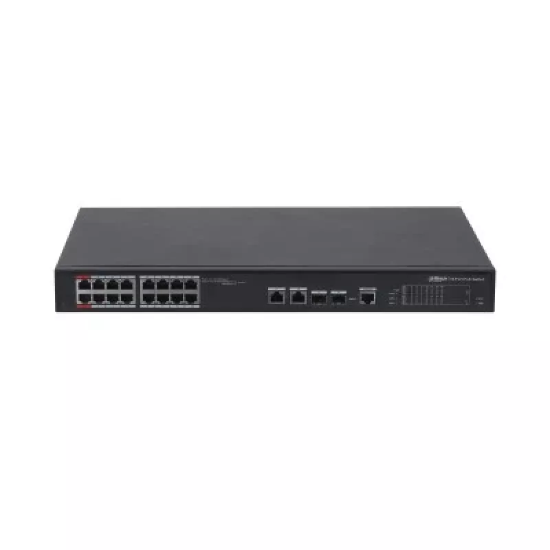 Nepārvaldāms Gigabit Ethernet slēdzis DAHUA PFS4218-16ET-240, 16x RJ-45 PoE porti, 8,8 Gbit/s, MAC 4000