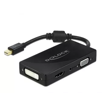 Adapteris DeLOCK Mini DisplayPort 1.2 uz VGA HDMI DVI Audio 4K Pasīvs Melns