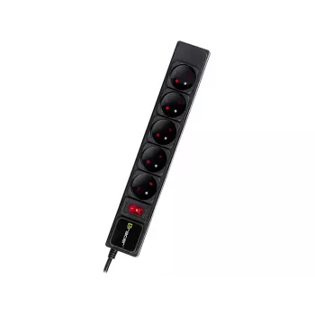 Tracer PowerGear melns 5 maiņstrāvas kontaktligzdas 1,5 m 2300 W