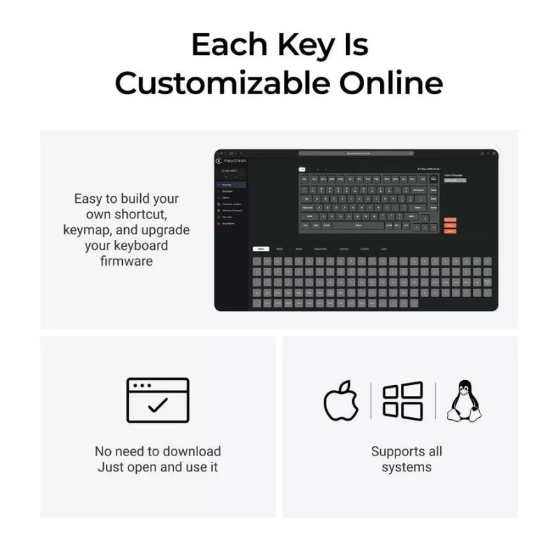 Mehāniskā tastatūra Keychron Q1 Max 75% ar Banana slēdžiem, Carbon Black