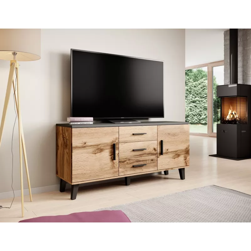 Cama sideboard LOTTA 150 2D3S wotan oak + mat Melns