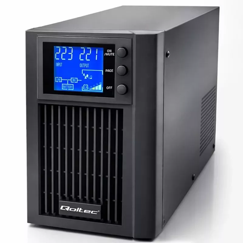 UPS QOLTEC Pure Sine Wave 1kVA 800W ar AVR un LCD displeju