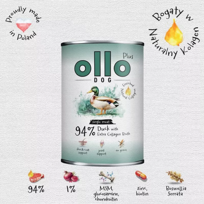 Ollo Plus Kolagen pīles 400g suņu barības bundža