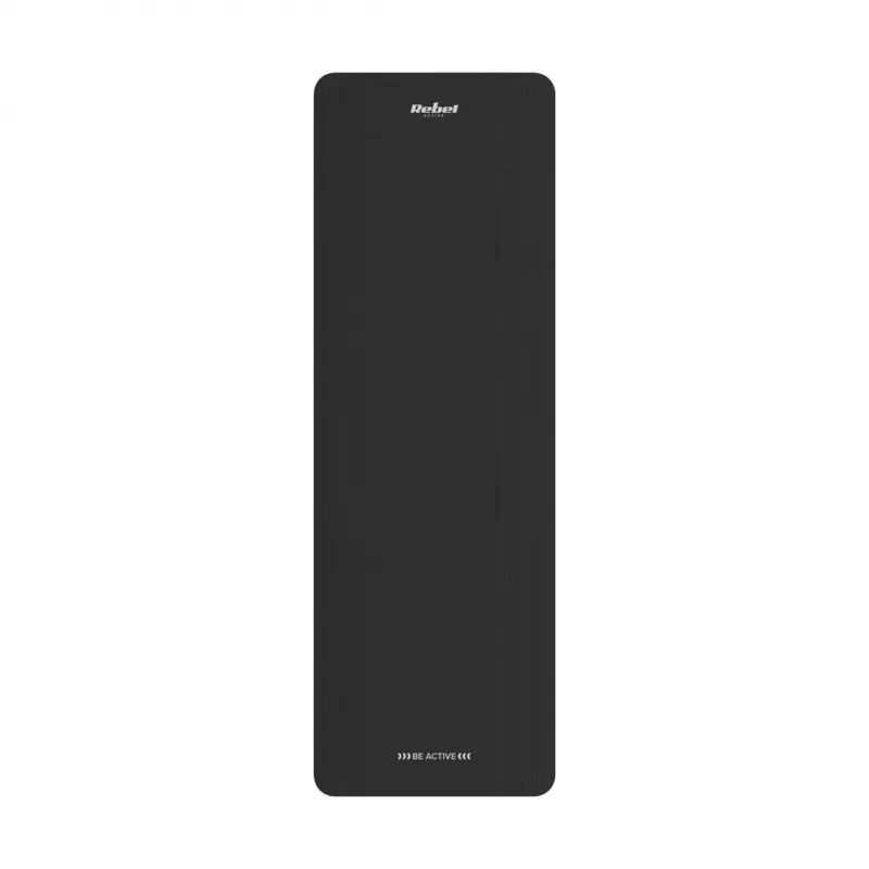Vingrošanas paklājiņš jogai, pilates, fitnesam, 183x61cm, biezums 6mm, TPE materiāls, melns, REBEL ACTIVE