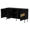 Kumode cama meble INSERTO 3D 143,5×40×80 cm melna ar LED, skaidu plātne, 16 mm rāmis