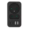 Strāvas sadalītājs MACLEAN MCE249 F/B — 2 maiņstrāvas ligzdas (16A + 6A) ar 2×USB-A un 2×USB-C PD 20W, ES spraudnis, melns