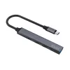 USB 3.0 4-portu saskarnes centrmezgls SAVIO AK-71 ar USB-C resursdatora pieslēgvietu, 5000 Mbit/s, 2 gadu garantija