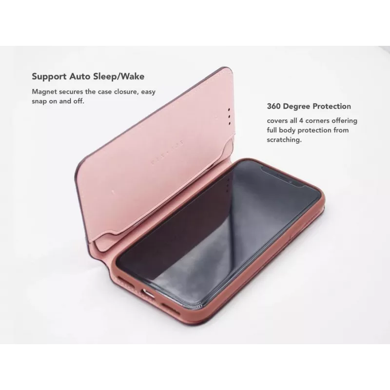Folio Case VixFox iPhone XSMAX — Rozā, aizsargājošs maciņveida vāciņš