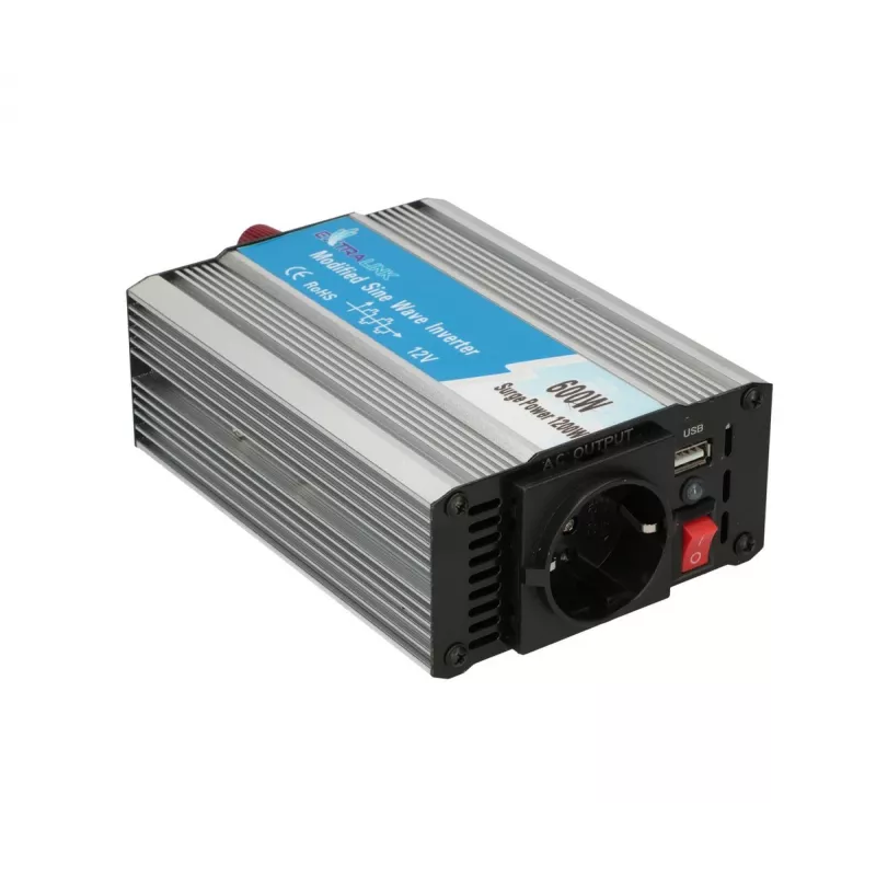 Extralink OPIM-600W sprieguma pārveidotājs, auto 12V, 600W modificēts sinusoidāls vilnis