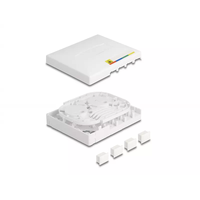 DeLOCK optiskās šķiedras pieslēguma kārba FTTH sienas montāžai 4 x SC Simplex LC Duplex balta