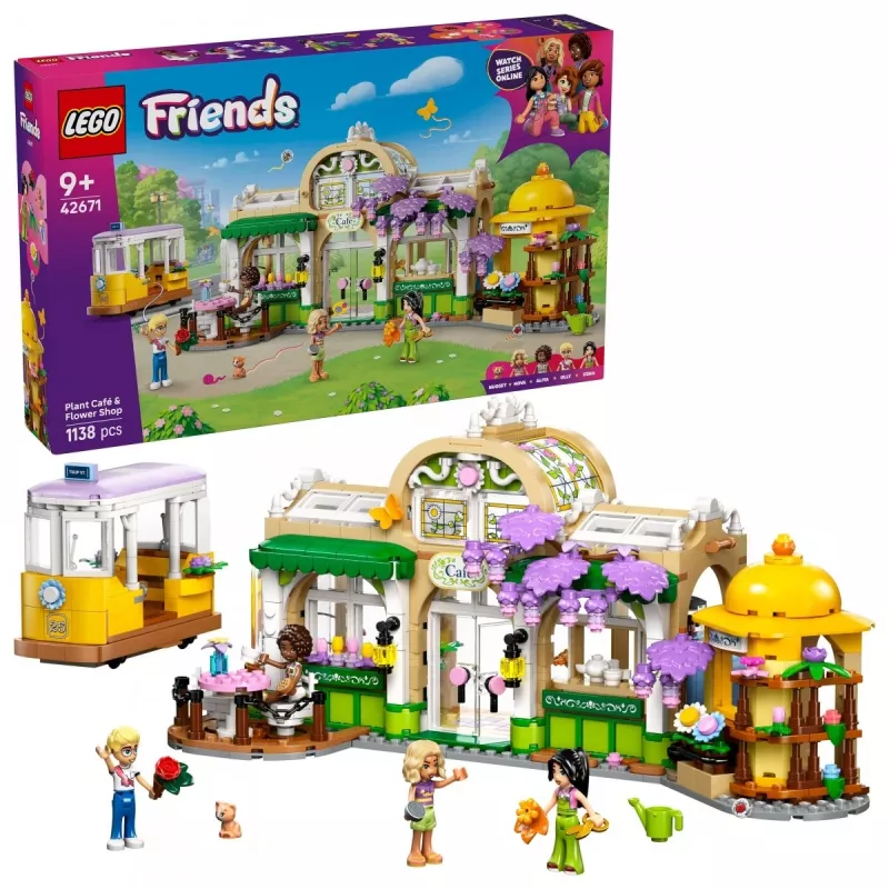 LEGO komplekts LEGO FRIENDS 42671 Augu kafejnīcas un ziedu veikala rotaļu komplekts ar kafejnīcas un ziedu veikala funkcijām