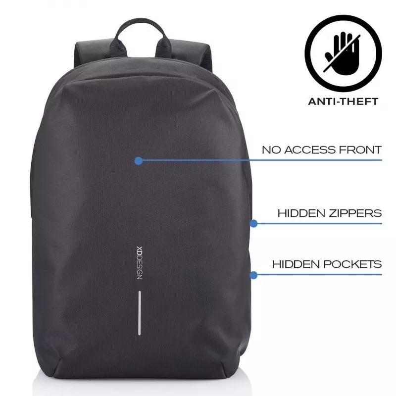 Ikdienas mugursoma XDDESIGN Bobby Soft ar 15,6 collu klēpjdatora nodalījumu, 16 L, PET, melna