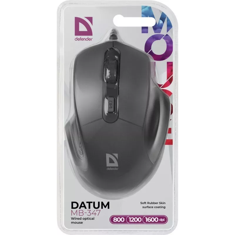 Defender DATUM MB-347 optiskā pele melna 1600 dpi 4P