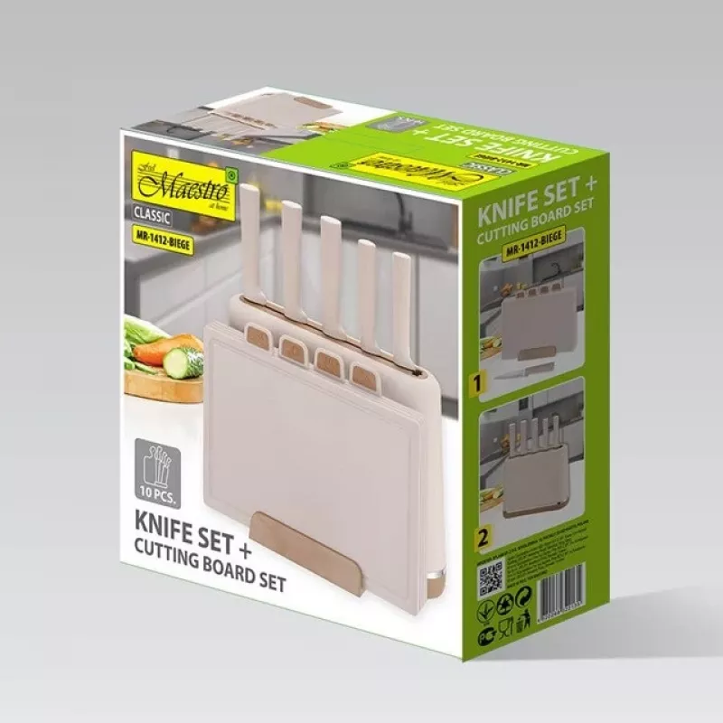 Maestro MR-1412-BEIGE nažu komplekts ar bloku + griešanas dēļu komplekts Bēšs
