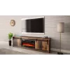 TV skapis Cama Meble GRANERO ar kamīna skapi, 2000×567×350 mm, skaidu plātne/MDF, 2 bīdāmas durvis, matēts vecā koka izskats