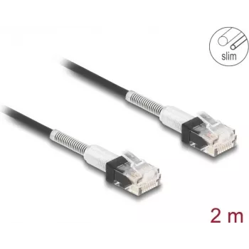 Tīkla kabelis DeLOCK RJ45 Cat.6A UTP plāns 2m Melns
