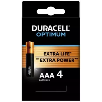 Duracell OPTIMUM AAA alkaline batteries pack of 4 — long-lasting power for small devices